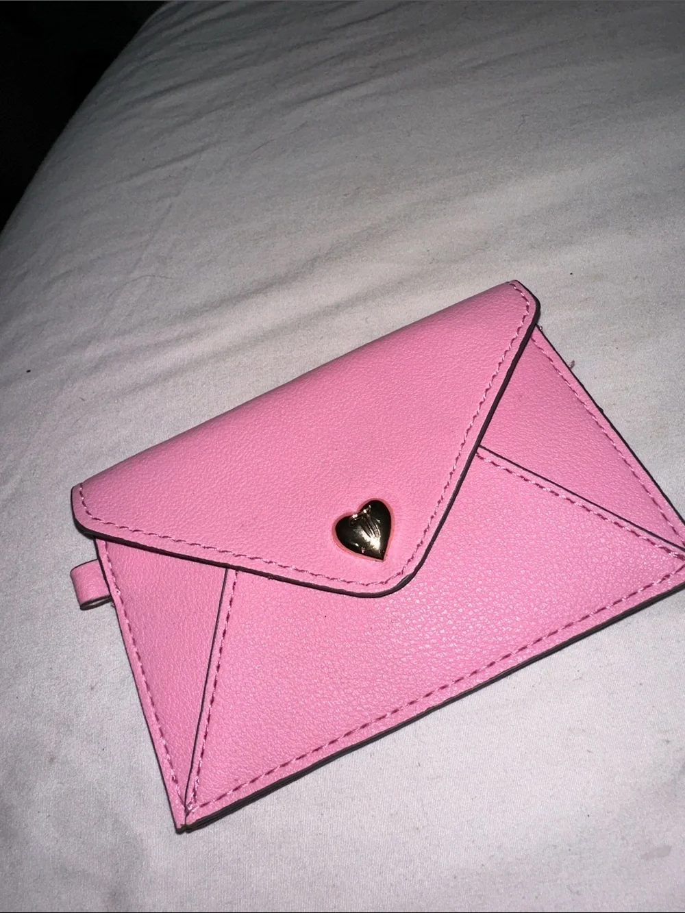 NWT Juicy Couture Pink Card leather Holder with Heart Logo good acc cute